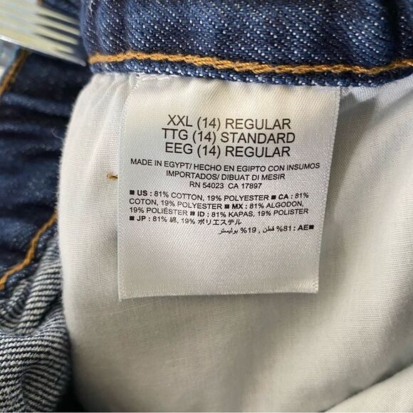 Old Navy Blue Denim Elastic Waist Drawstring Pull On Straight Jeans 14 XXL - Picture 8 of 9